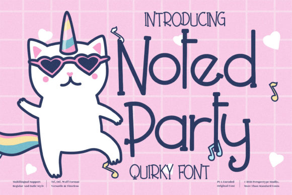 Noted Party: A Whimsical Display Font for Digital Branding and Web Design